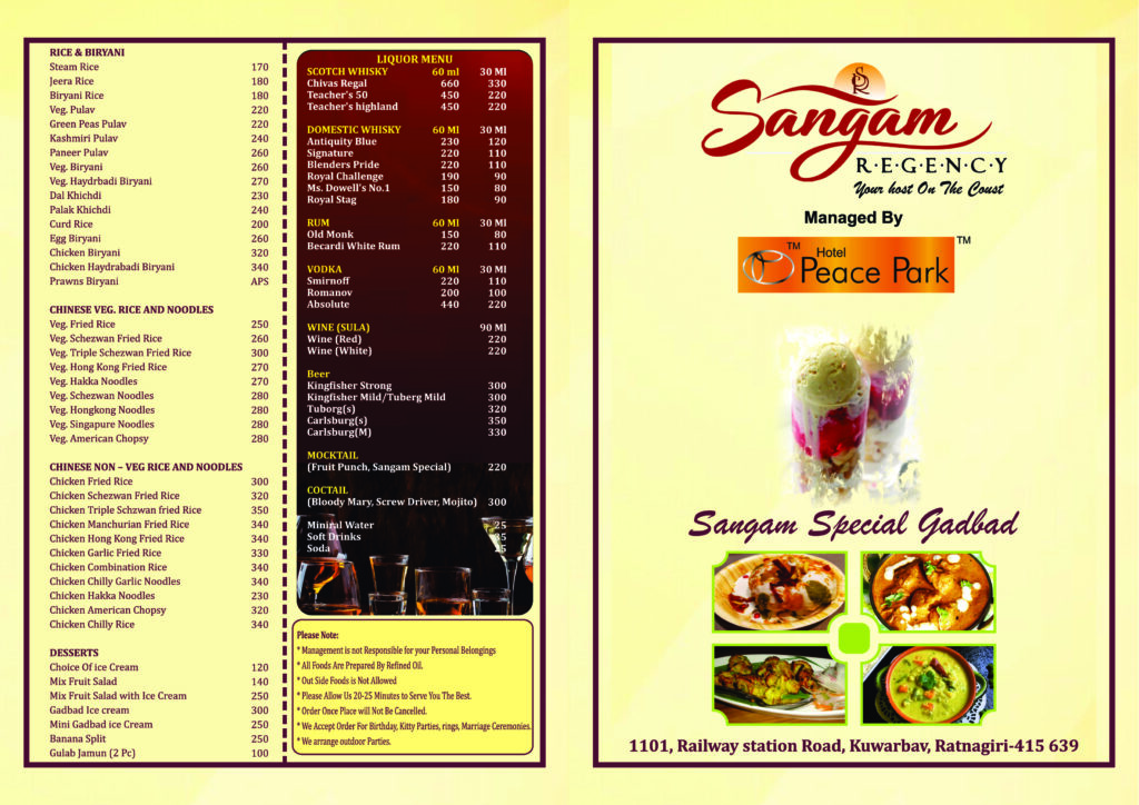 Sangam Regency Menu _1